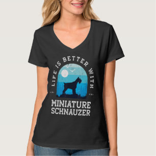 Leven Beter Miniatuur Schnauzer Vintage Blauwe Hon T-shirt