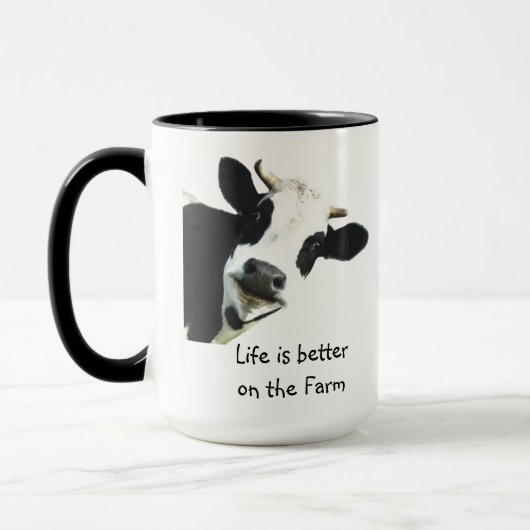 Leven beter op Boerderij Koe Dierenveer Fun Mok (Links)