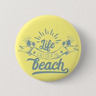 Leven beter op strand ronde button 5,7 cm