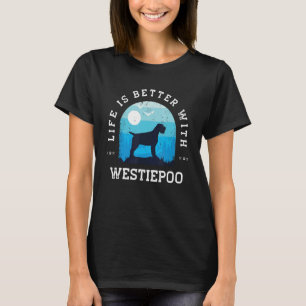 Leven Beter Westiepoo Vintage Blauwe Hond Moeder V T-shirt
