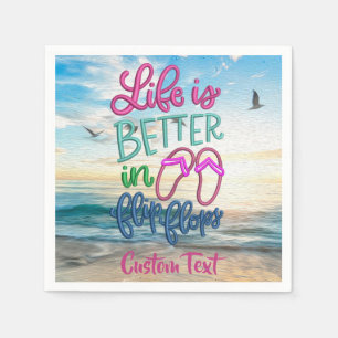 Leven Betere Teenslippers Citaat Ocean Summer Funn Servet