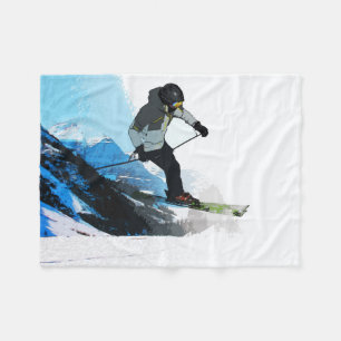 Leven. - Downhill Skier Fleece Blanket Deken
