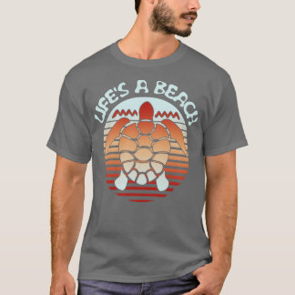 Leven Een Strand Retro Zee Schildpad T-shirt
