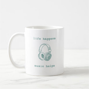 Leven Gebeurt Muziek Helpt Grappig Muziek Liefhe Koffiemok
