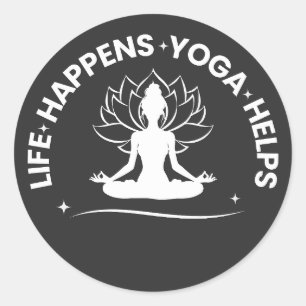 Leven Gebeurt Yoga Helpt Meditatie & Yoga Ronde Sticker