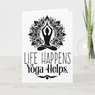 Leven Gebeurt Yoga Helpt Schattige Motivatie Yoga Kaart