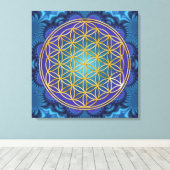 Leven - goud - fractal 1 canvas afdruk (Insitu (Houten vloer))