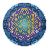 Leven - goud - fractal 1 keramische knop (Voorkant)