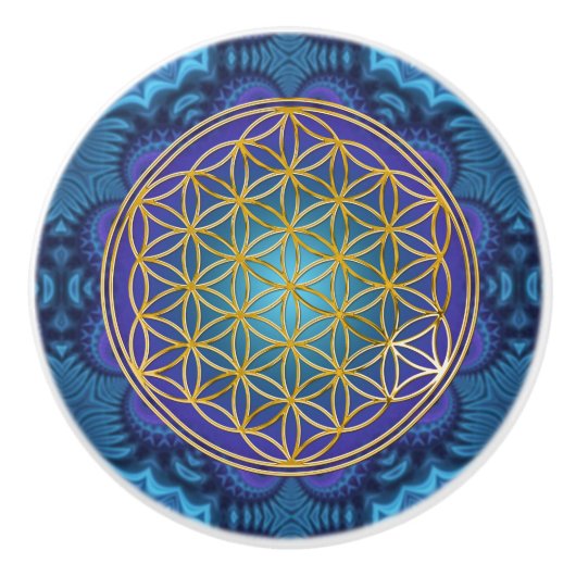 Leven - goud - fractal 1 keramische knop (Voorkant)