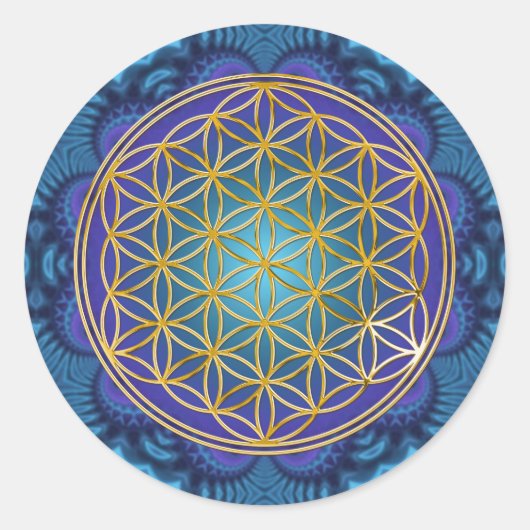 Leven - goud - fractal 1 ronde sticker (Voorkant)
