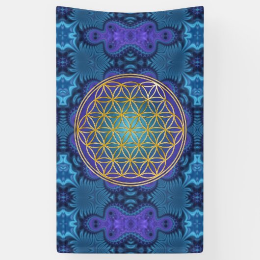 Leven - goud - fractal 1 spandoek (Verticaal)