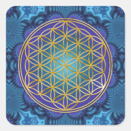 Leven - goud - fractal 1 vierkante sticker