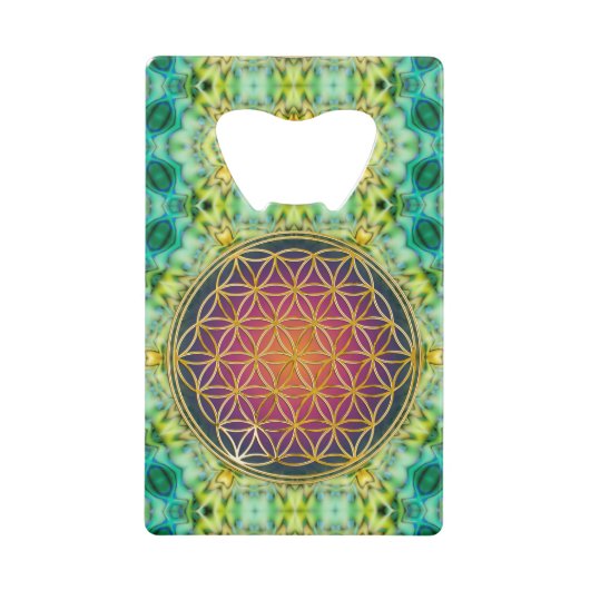 Leven - goud - fractal 2 kredietkaart flessenopener (Voorkant)
