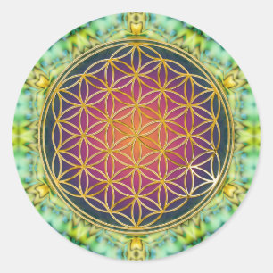 Leven - goud - fractal 2 ronde sticker