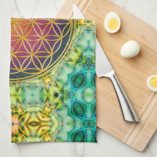 Leven - goud - fractal 2 theedoek (Quarter Fold)