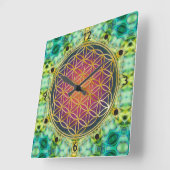 Leven - goud - fractal 2 vierkante klok (Hoek)