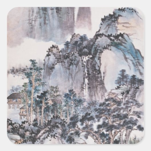 Leven in de bergen vierkante sticker (Voorkant)