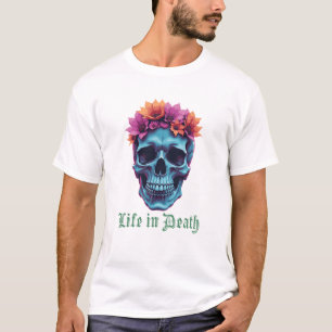 Leven in de dood, bloeien in het blauw t-shirt