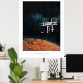 Leven in de ruimte — ISS op Mars Poster (Thuiskantoor)