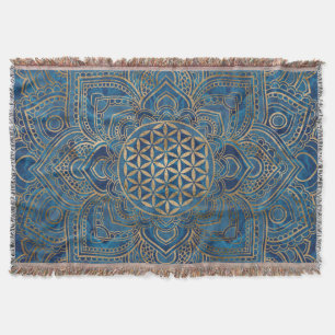 Leven in Lotus - Blauwe marmer en goud Deken