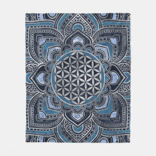 Leven in Lotus - Blue Crystal en Silver Fleece Deken