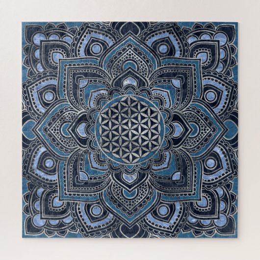 Leven in Lotus - Blue Crystal en Silver Legpuzzel (Verticaal)