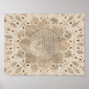 Leven in Lotus Dot Art pastelgolds Poster