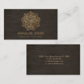 Leven in Lotus - gouden bloem op hout Visitekaartje (Voorkant / Achterkant)