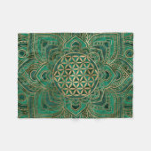 Leven in Lotus - Malachite en goud Fleece Deken (Voorkant (Horizontaal))