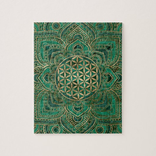 Leven in Lotus - Malachite en goud Legpuzzel (Verticaal)