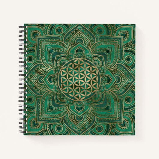 Leven in Lotus - Malachite en goud Notitieboek (Voorkant)