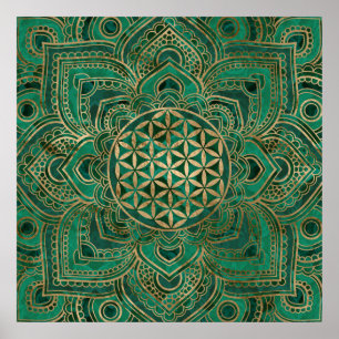 Leven in Lotus - Malachite en goud Poster