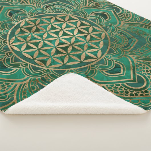 Leven in Lotus - Malachite en goud Sherpa Deken (3/4)