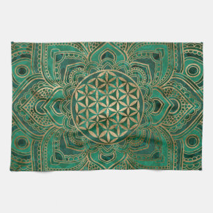 Leven in Lotus - Malachite en goud Theedoek