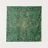 Leven in Lotus - Malachite en goud Wandkleed (Voorkant (horizontaal))