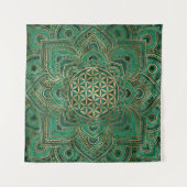 Leven in Lotus - Malachite en goud Wandkleed (Voorkant)