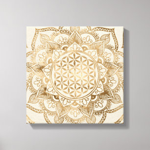 Leven in Lotus - pastelgolden en doek Canvas Afdruk