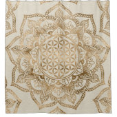 Leven in Lotus - pastelgolden en doek Douchegordijn (Voorkant)