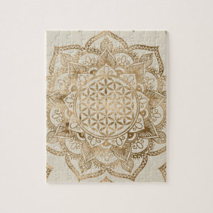 Leven in Lotus - pastelgolden en doek Legpuzzel