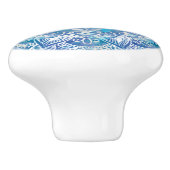 Leven in Lotus - Waterverf blauw Keramische Knop (Zijkant)