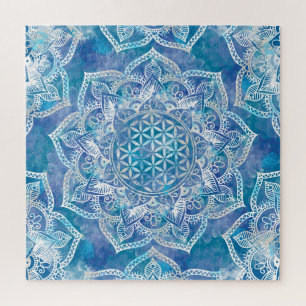Leven in Lotus - Waterverf blauw Legpuzzel