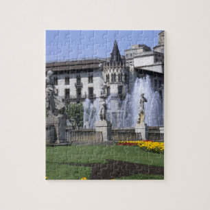 Leven in Spanje het mooie Plaza Cataluna met Legpuzzel
