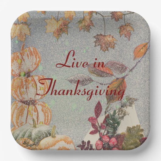 Leven in Thanksgiving Papieren Bordje (Voorkant)