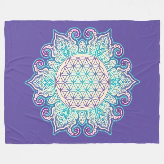 Leven - Indiaas Mandala 2 Fleece Deken (Voorkant (Horizontaal))