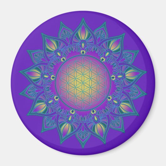 Leven - Indiaas Mandala 3 Magneet (Voorkant)