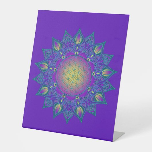 Leven - Indiaas Mandala 3 Reclamebord Met Voetstuk (Voorkant)
