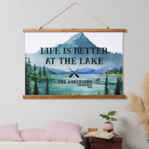 Leven is beter aan het meer   Familienaam Hangend Wandkleed