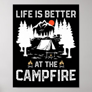 Leven is beter bij het kampvuur Camper Bos Kamp Poster