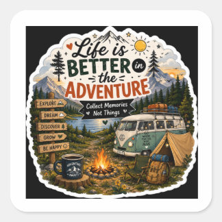 Leven is beter in de avontuurlijke camper sticker