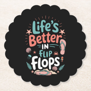 Leven is beter in teenslippers – Leuke tropische s Kartonnen Onderzetters